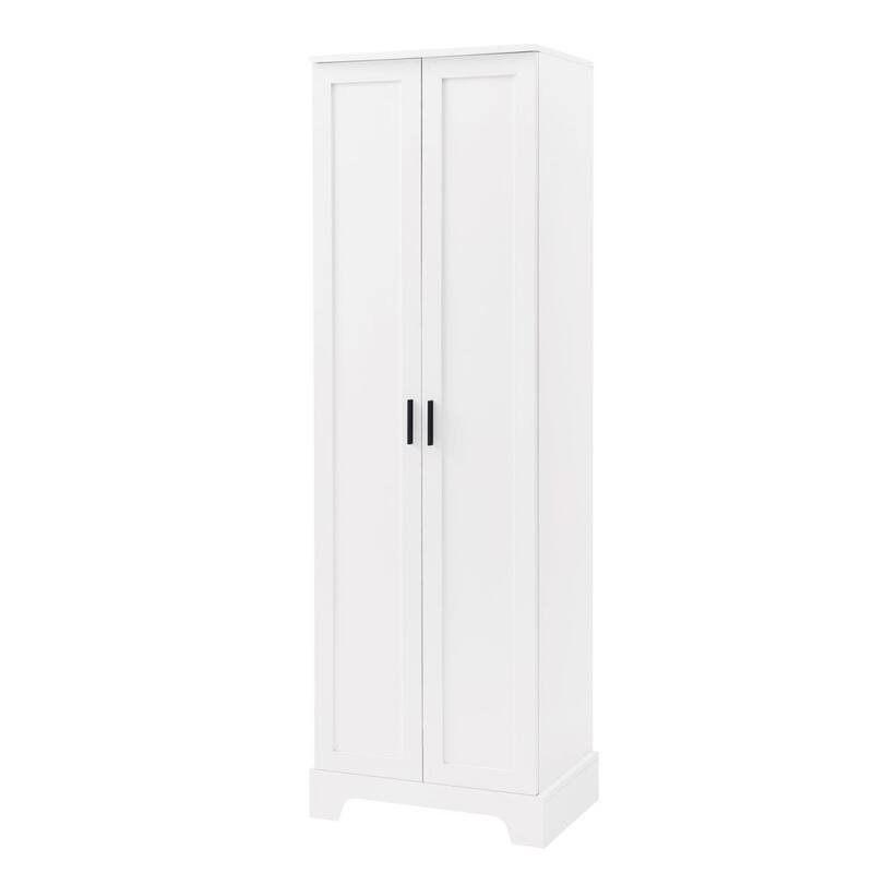 Storage Cabinet with Two Doors for Bathroom Office Adjustable Shelf MDF Board - White