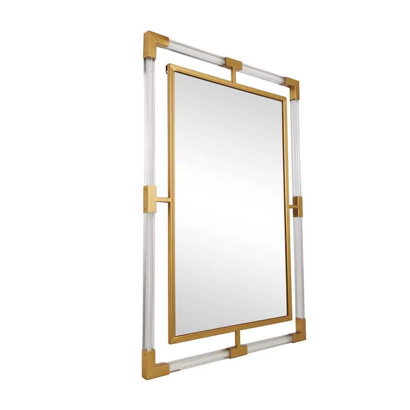Metal Double Framed Wall Mirror with Acrylic Frame - Black or Gold - Roche River Decor