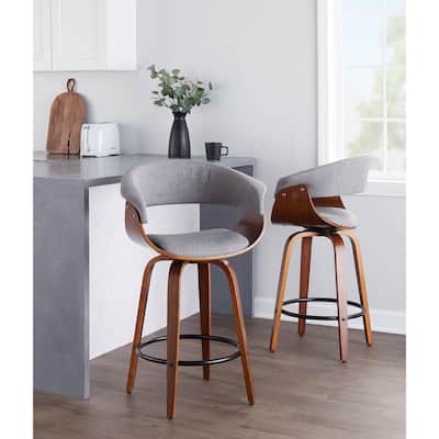 Carson Carrington Sauda 26" Fixed-Height Counter Stool with Bent Wood Legs (Set of 2)