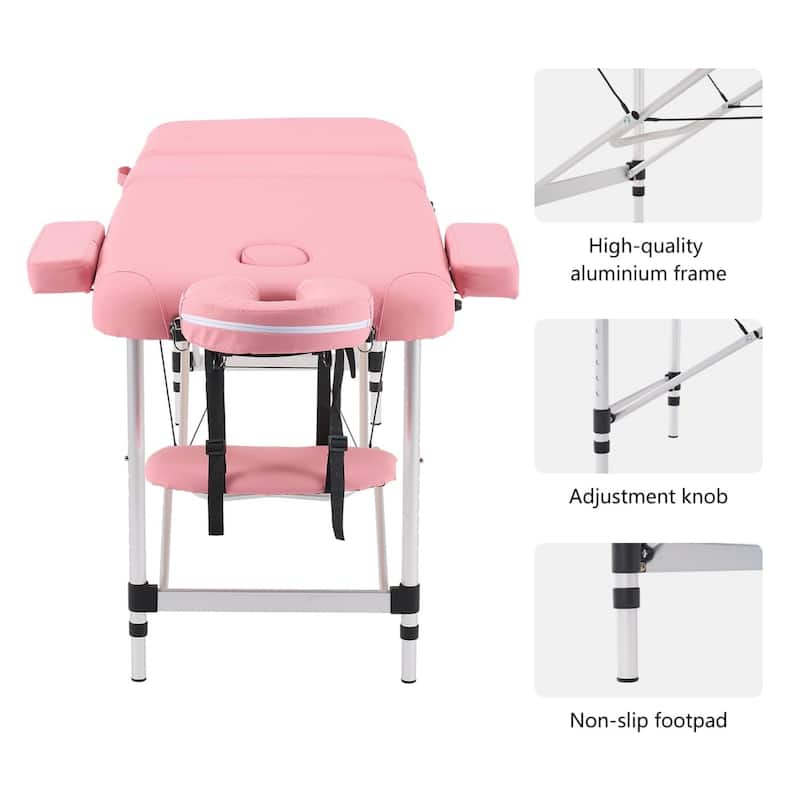 3 Folding Portable Massage Table Professional Aluminum Alloy