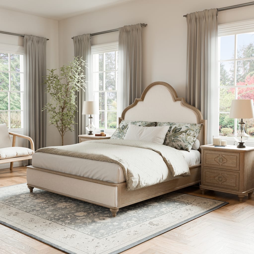 Furniture of America Aveline Modern Rustic Oak 3-Piece Solid Wood Panel Bedroom Set