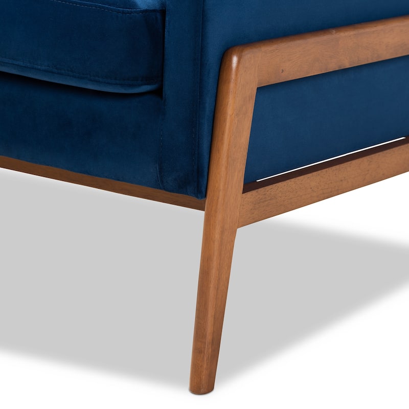 Perris Mid-Century Modern Walnut Finished Wood Lounge Chair