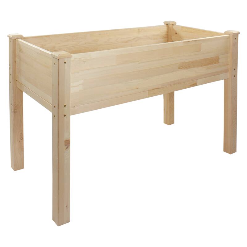 4ft Natural Wood Raised Garden Bed Planter Box with Liner - 4'