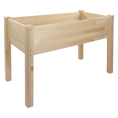 4ft Natural Wood Raised Garden Bed Planter Box with Liner - 4'