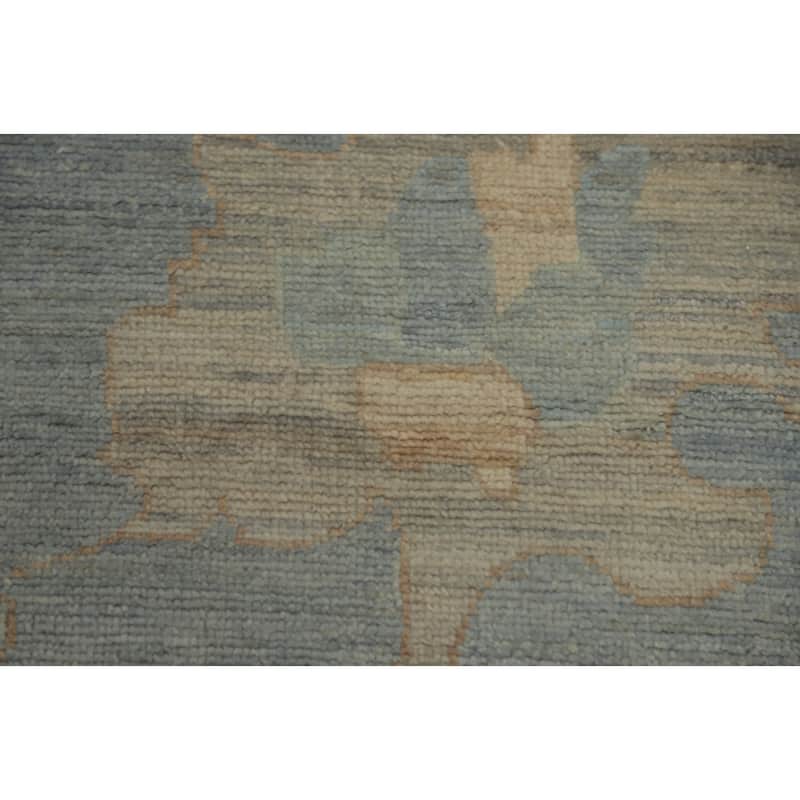 Handmade Floral Oushak Vegetable Dye Large Rug, Floral Geometric Carpet - 14' 4'' X 12' 1''