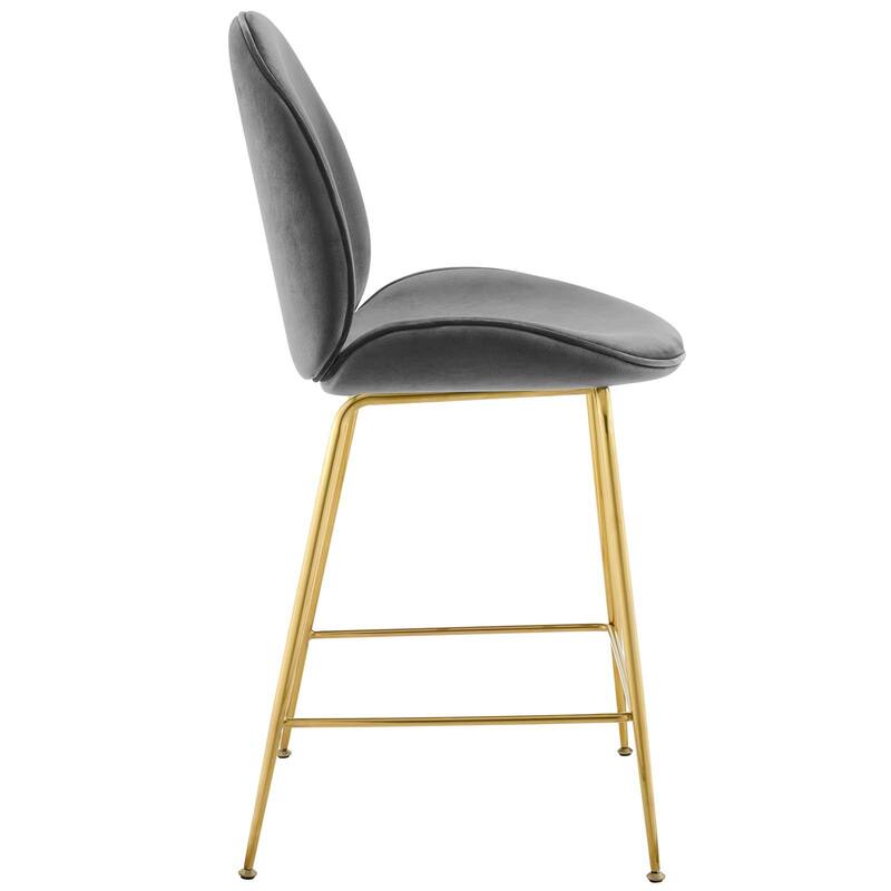 Scoop Gold Stainless Steel Leg Performance Velvet Counter Stool - N/A