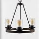 preview thumbnail 10 of 18, Athos Ring Iron/Seeded Glass Bohemian Cottae LED Chandelier, Oil Rubbed Bronze by JONATHAN Y