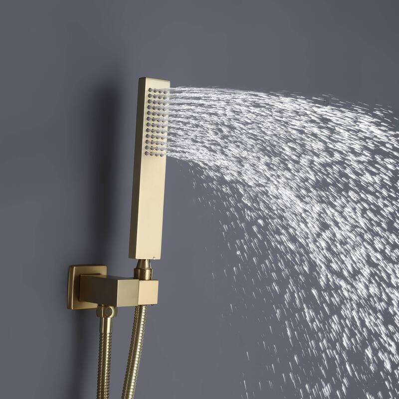 Wall Mount Tub Shower Faucet Set With Pressure Balance Valve 10 Inch Rainfall Head Shower System With Handheld Shower Combo Set