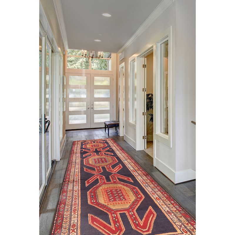 ECARPETGALLERY Hand-knotted Konya Anatolian Dark Navy Wool Rug - 4'2 x 10'4