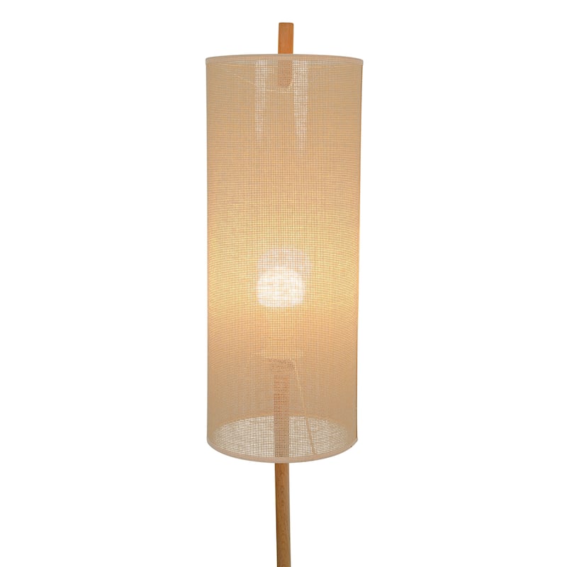 Alicia Natural Wooden Floor Lamp with Cylindrical Woven Shade
