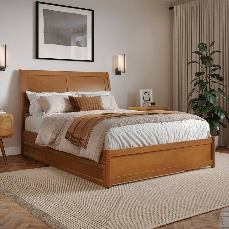 Andorra Platform Bed with Panel Footboard and Twin Trundle