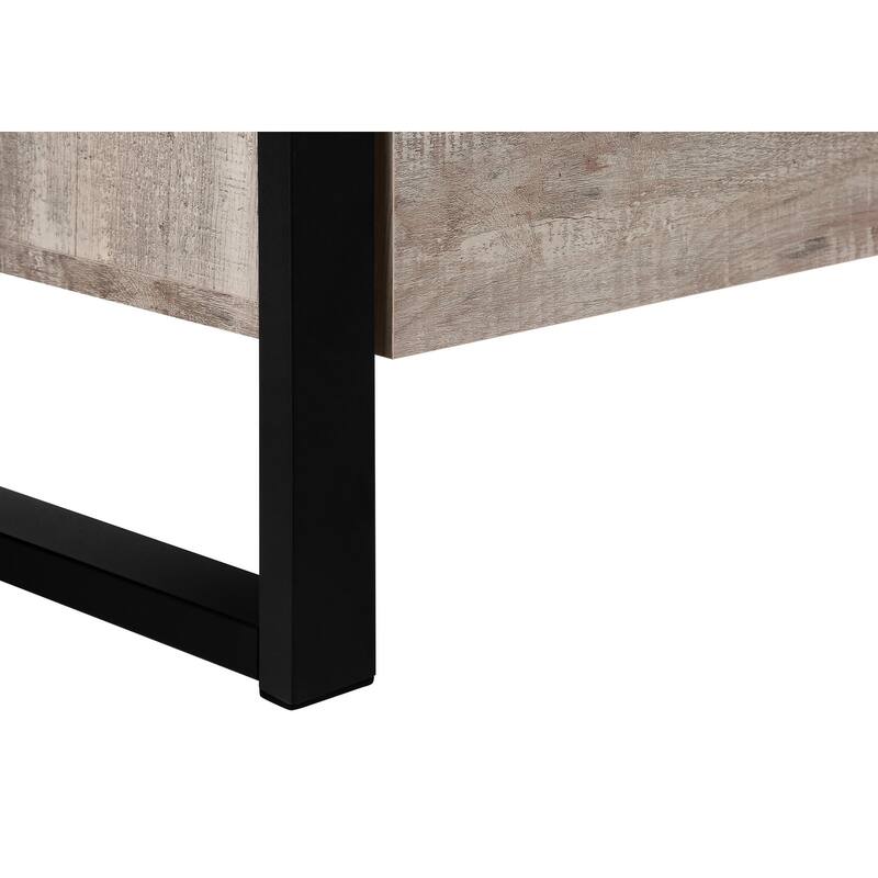 Contemporary 60-Inch Media Console with Open Shelf & Storage Drawers, Black Metal Frame, for TV Up to 89 Inches