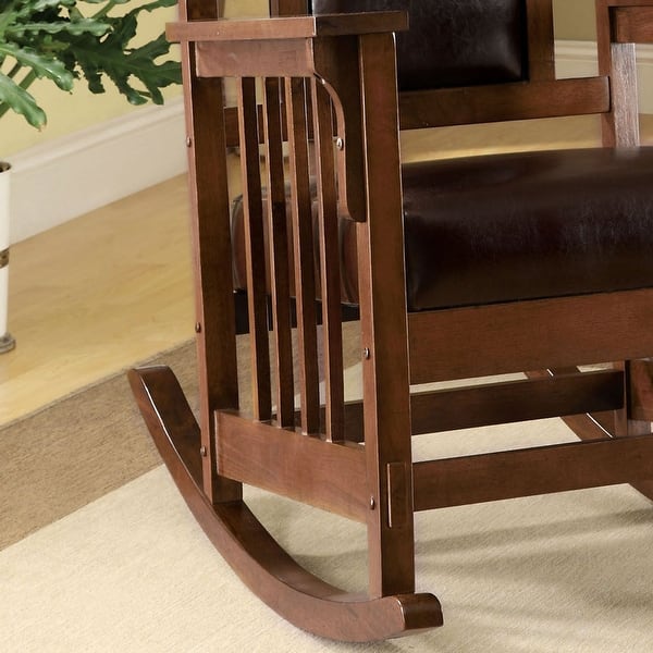 Shop Black Friday Deals On Furniture Of America Kier Mission Espresso Faux Leather Rocking Chair Overstock 9215805