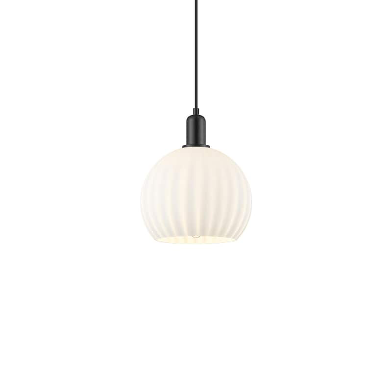 Innovations Lighting 716-1P-13-10 White Venetian Pendant White - Matte Black / White Venetian