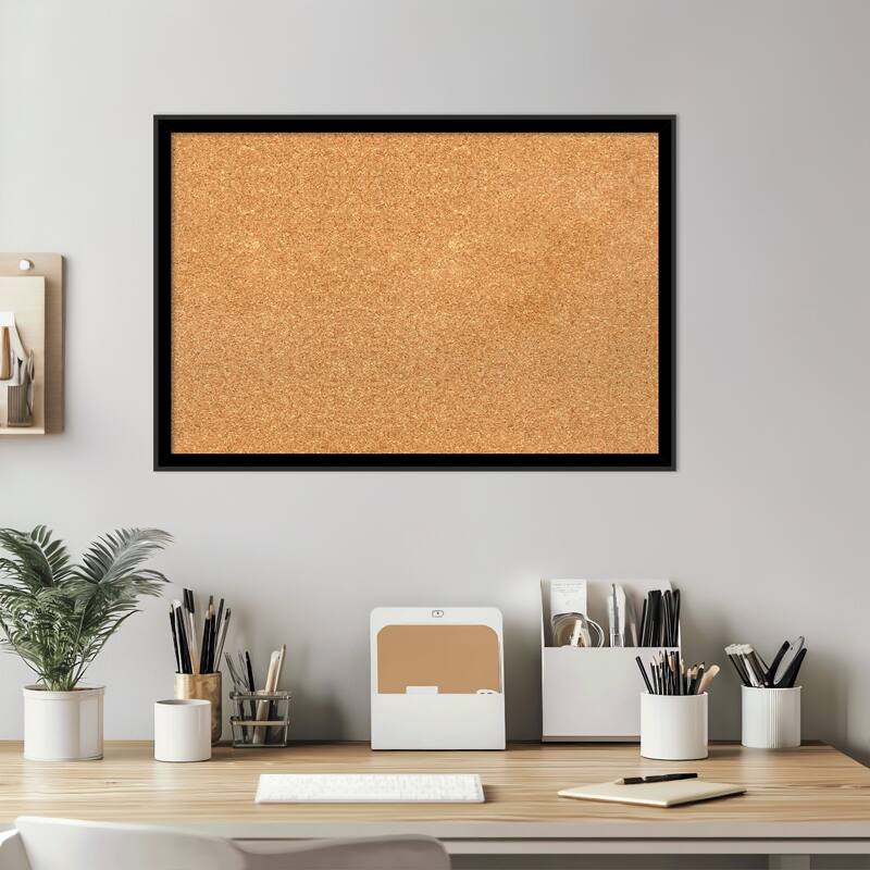 Incline Black Wood Framed Cork Board - Bulletin Board, Organization Board, Pin Board
