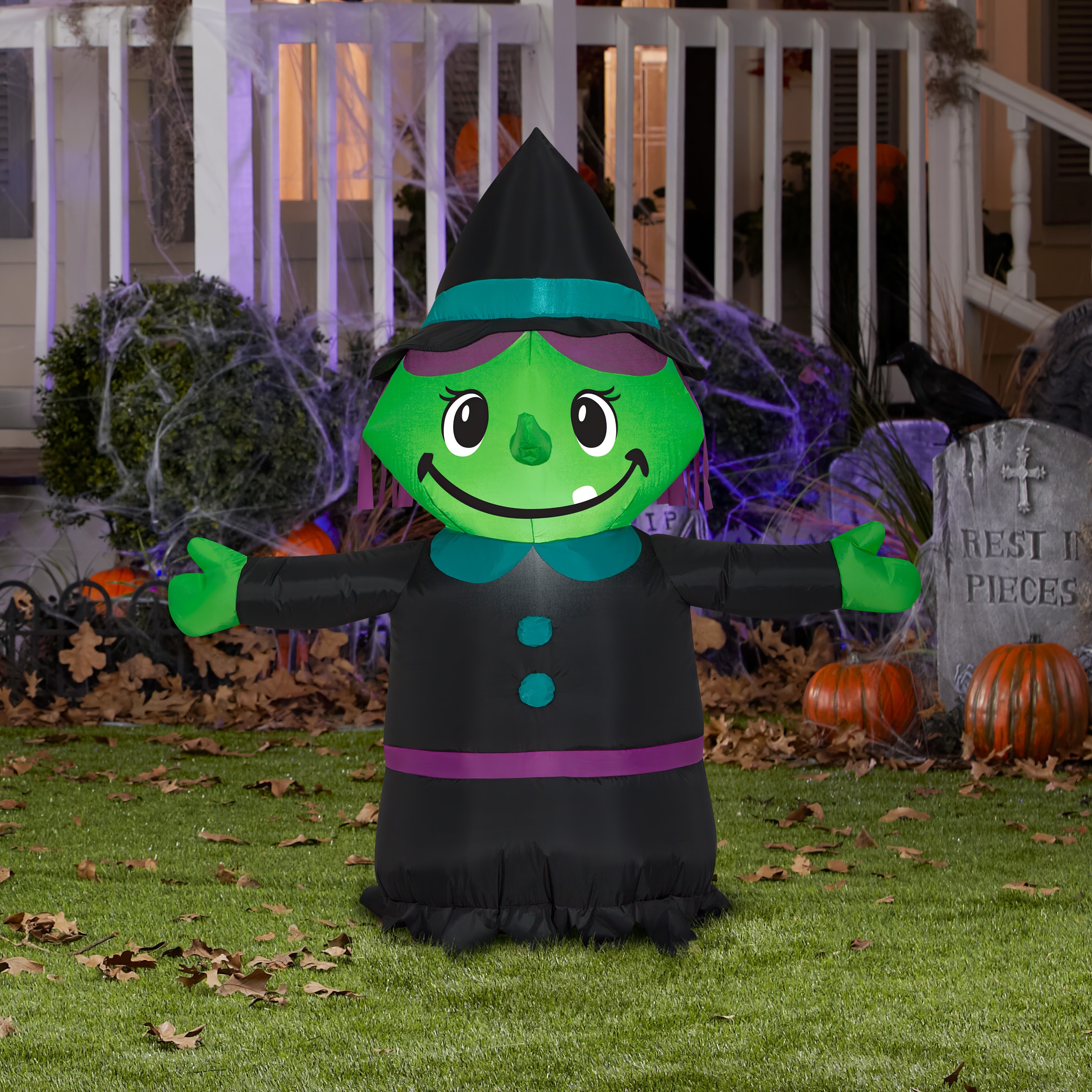 Gemmy Airblown Inflatable Little Witch, 3.5 ft Tall, Black