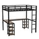 preview thumbnail 4 of 12, Black Twin XL Size Metal Loft Bed with Desk, Shelves, Ladder, and Guardrails