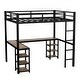 preview thumbnail 6 of 11, Full XL Size Metal Size Loft Bed with Desk and Shelves, Loft Bed with Ladder and Guardrails, Loft Bed Frame for Bedroom
