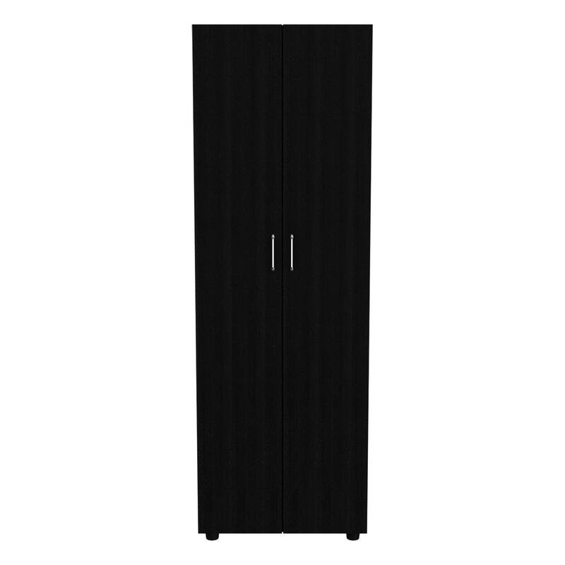 19" Modern Double-door Armoire with Two Shelves and Hanging Rod for Bedroom
