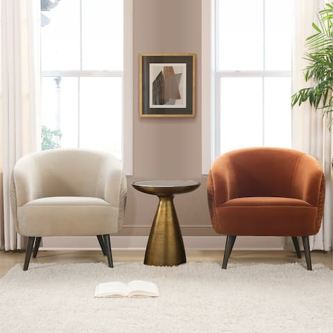 London Mid-Century Modern Performance Fabric Ruched Performance Velvet Barrel Chair
