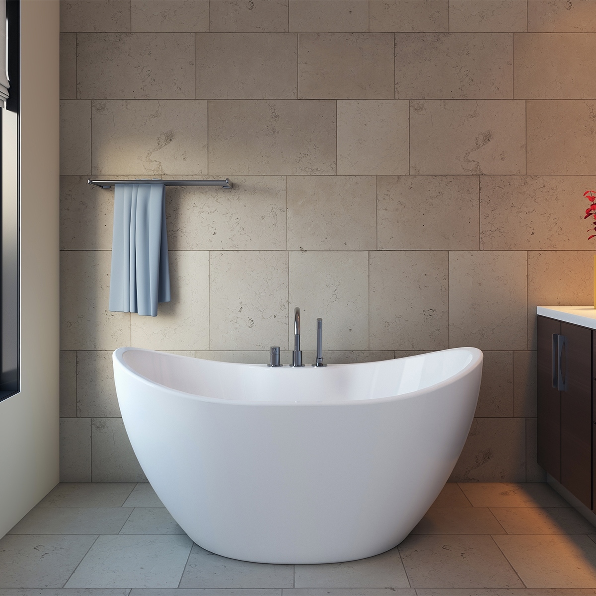 Turin 56-inch Freestanding White Acrylic Bathtub with Adjustable Feet