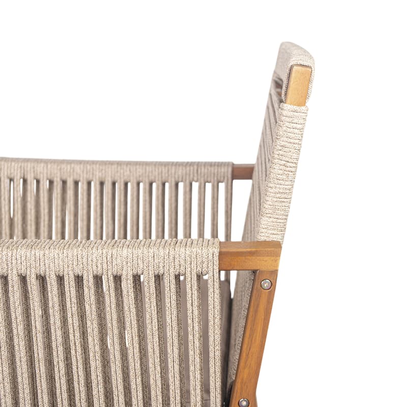 Christopher Knight Home - Noah Outdoor Dining Armchair Chairs（Set of 2) with Rope Design Back Patio Chairs,Washable Cushion