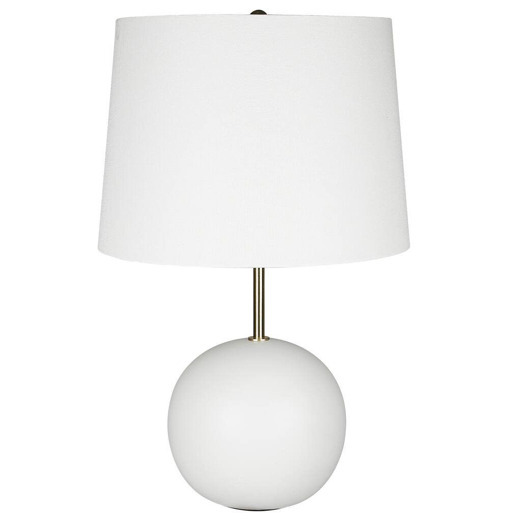 22 Inch Ceramic Table Lamp, Sphere Base, White, Gold