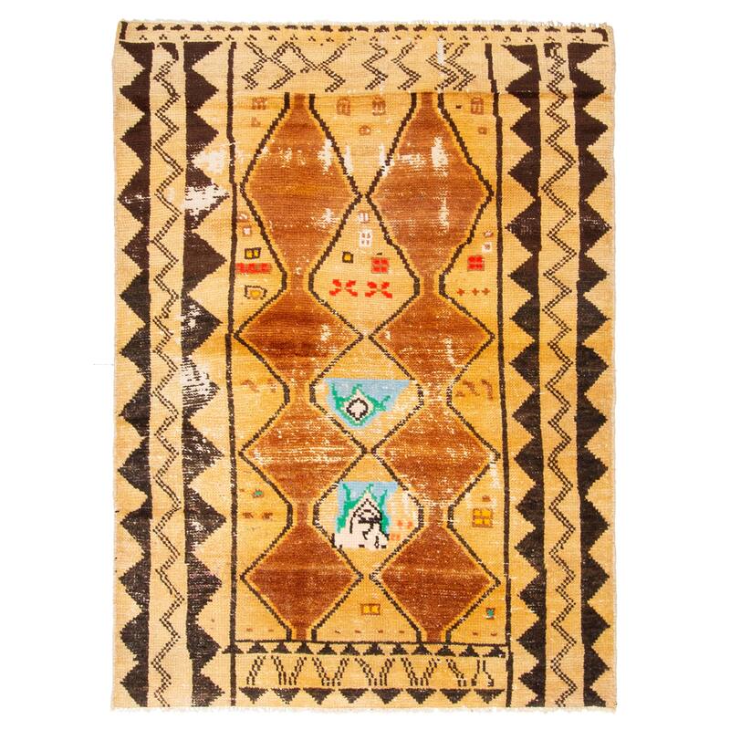 ECARPETGALLERY Hand-knotted Antalya Vintage Beige Wool Rug - 4'4 x 6'2