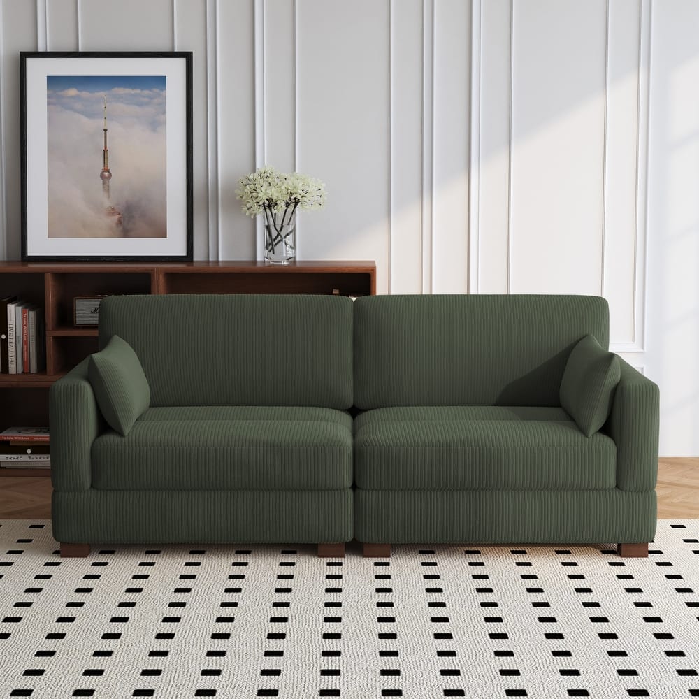 84.5″W Modern Corduroy Couch Modular Sofa