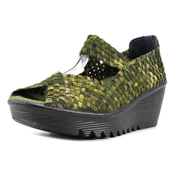 Bernie Mev. Hallie Women Open Toe Canvas Green Wedge Sandal
