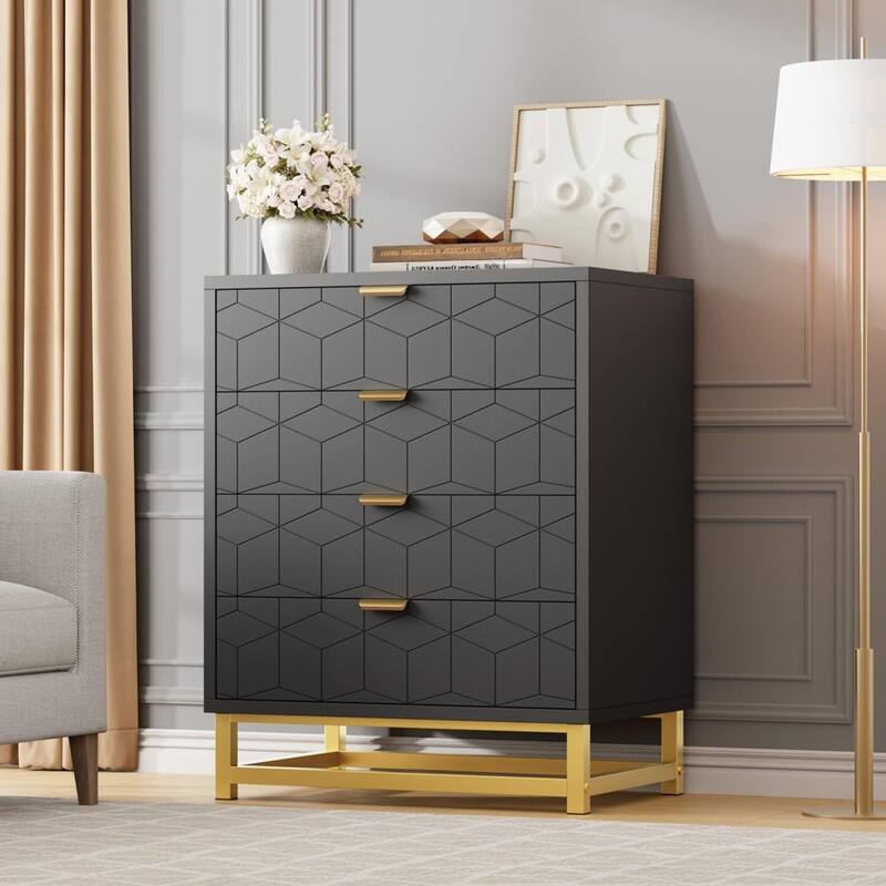 4 Drawer Dresser for Bedroom, Living Room, Entryway - Black