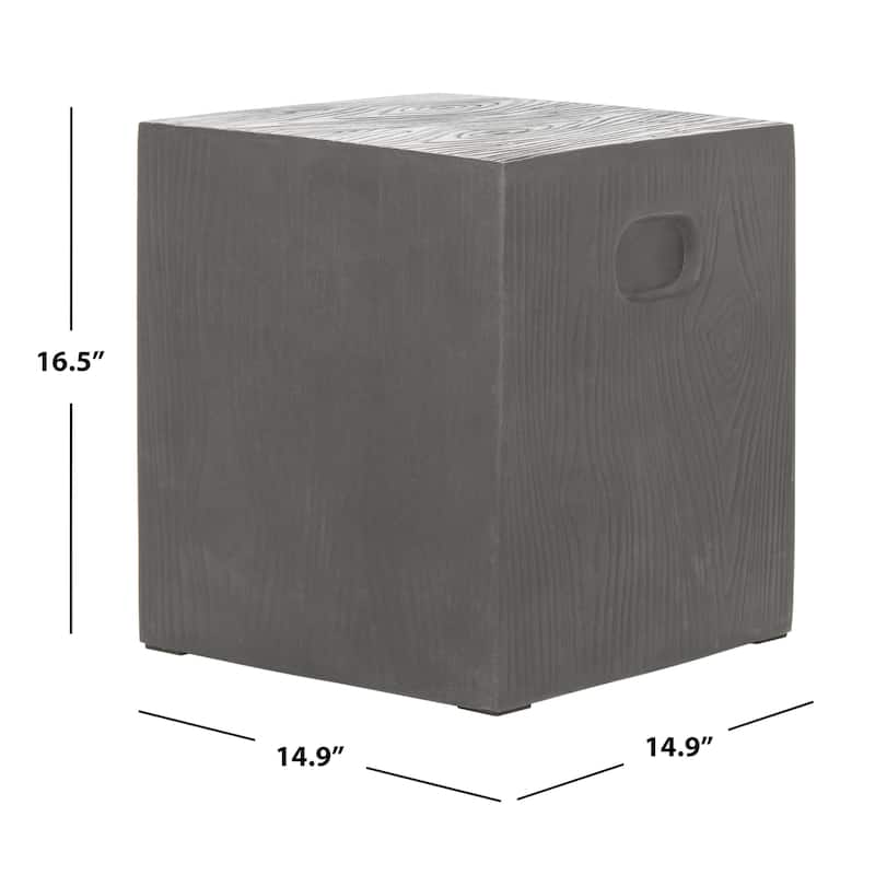 SAFAVIEH Cube Concrete Indoor/ Outdoor Accent Table (Dark Grey) - 14.9"x14.9"x16.5"