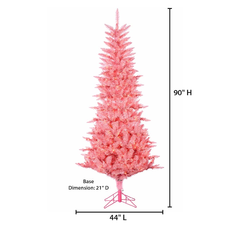 7.5 Foot Pink Tuscany Tinsel Tree with 450 Clear Lights - N/A