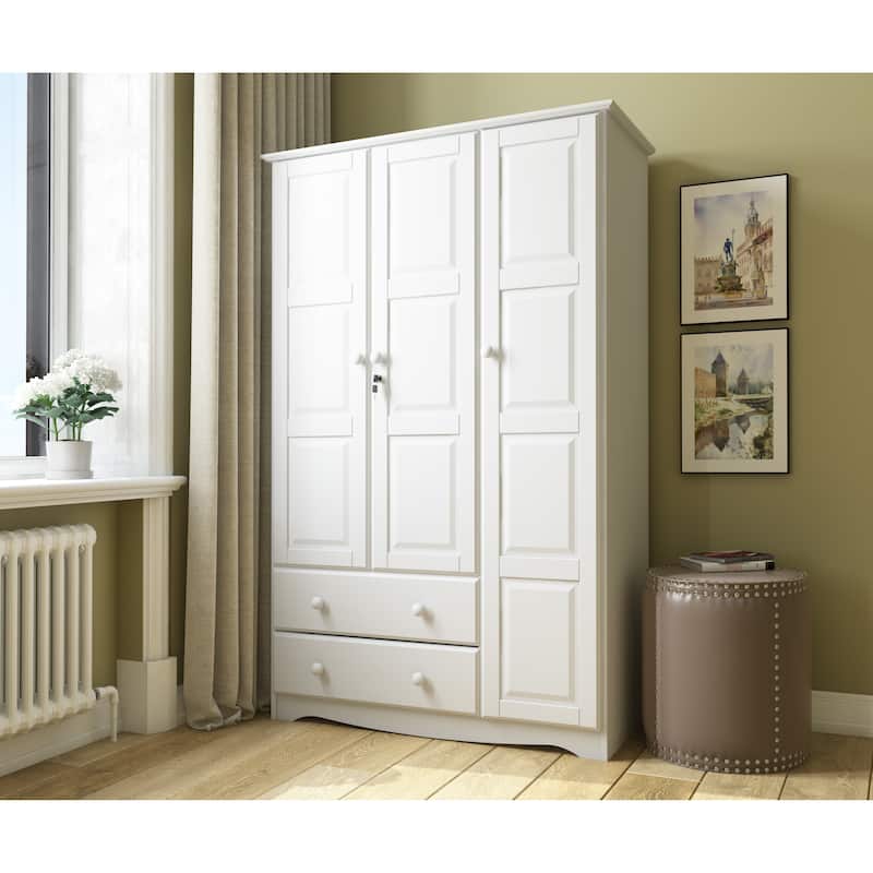 Palace Imports 100% Solid Wood Grand Wardrobe Armoire - White