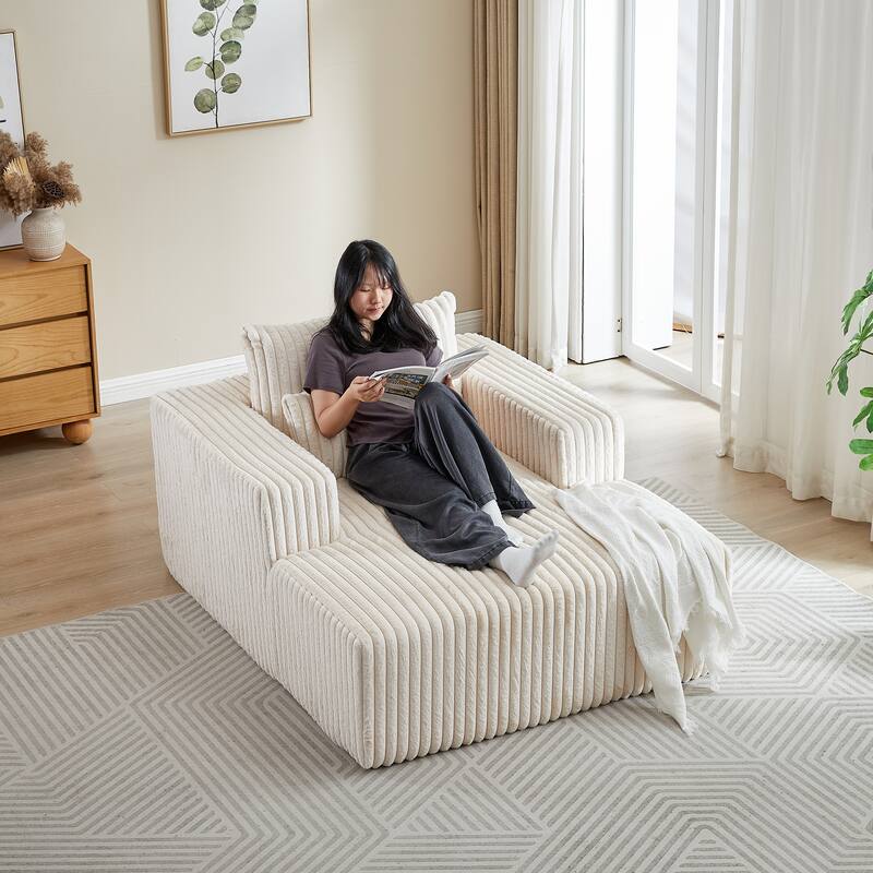 Oversized Corduroy Lounge Chair with Pillow Support - Sofa, Sleeper Couch, Chaise, Ottoman Bench