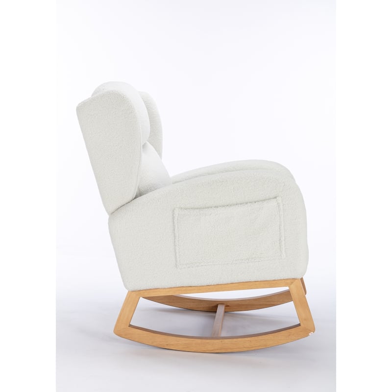 Teddy Fabric Rocking Chair With Packet Wood Legs