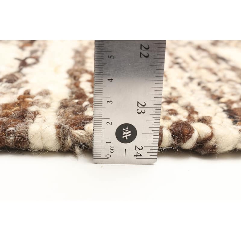 ECARPETGALLERY Braid weave Sienna Brown Wool Rug - 5'6 x 7'5