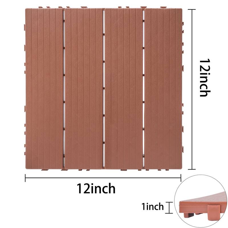 Plastic Interlocking Deck Tiles, 12.00"x12.00"(Pack of 44), Patio Flooring Outdoor Waterproof All Weather Use