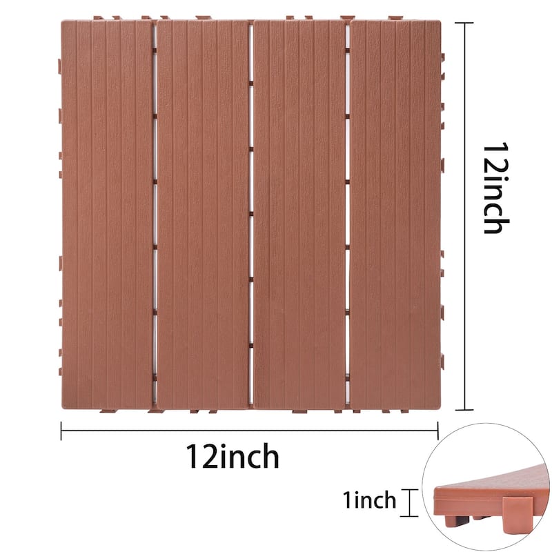 Plastic Interlocking Deck Tiles, 12.00"x12.00"(Pack of 44 ), Patio Flooring Outdoor Waterproof All Weather Use for Garden
