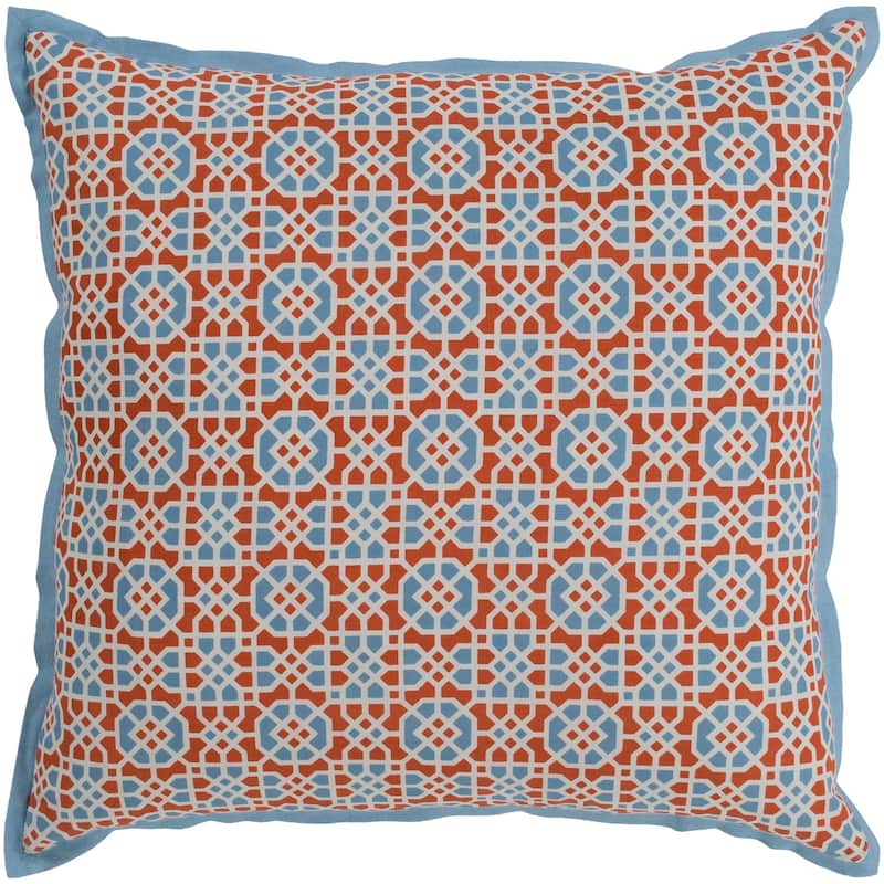 Nadica Geometric Sky Blue Feather Down or Poly Filled Throw Pillow 18-inch