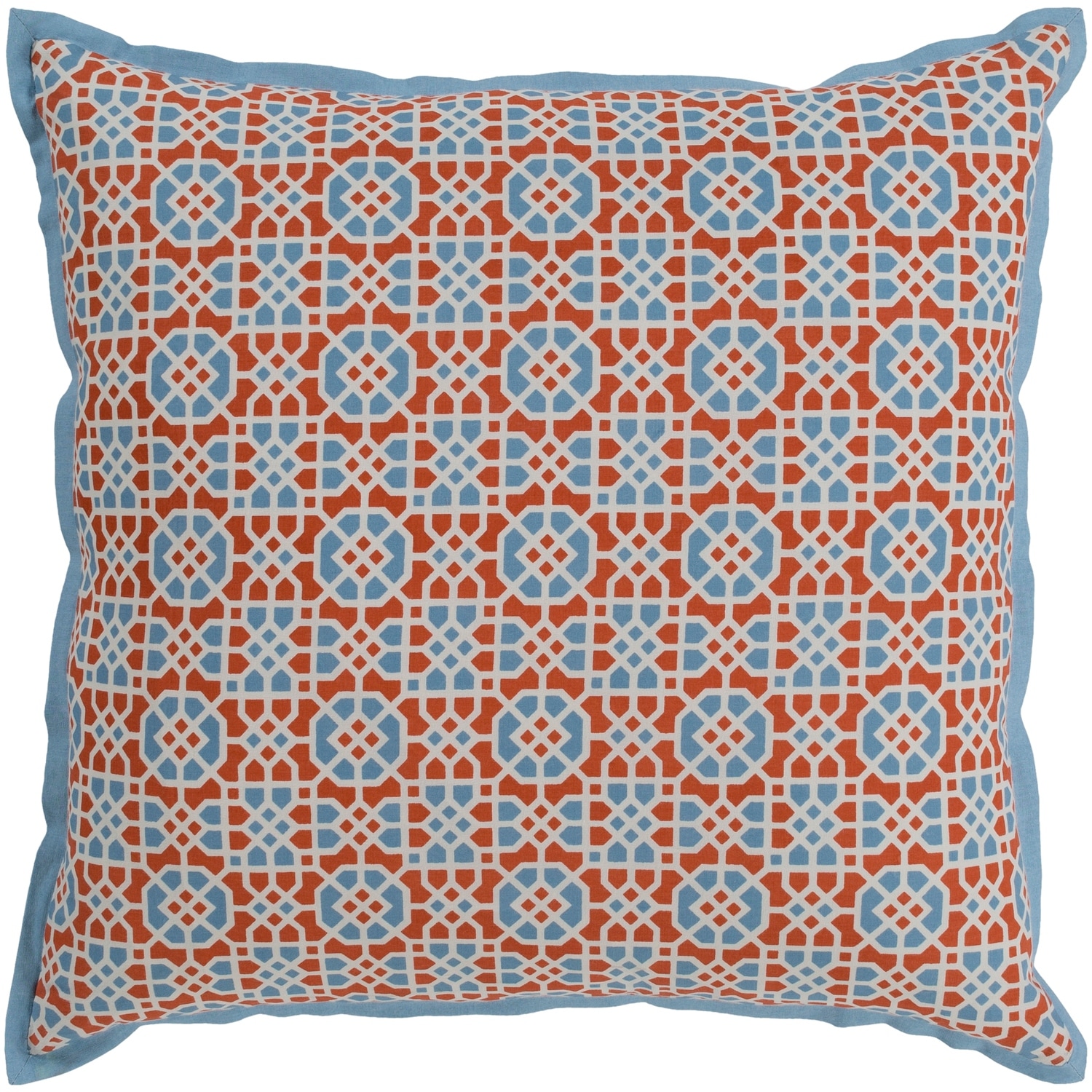 Nadica Geometric Sky Blue Feather Down or Poly Filled Throw Pillow 20-inch