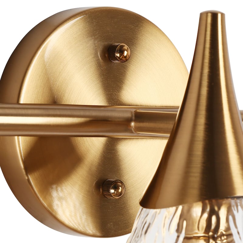 Modern Glam Gold 3-Light Bathroom Vanity Light Glass Wall Sconces - Electroplated Brass - L 21" x W 6" x H 8.7"