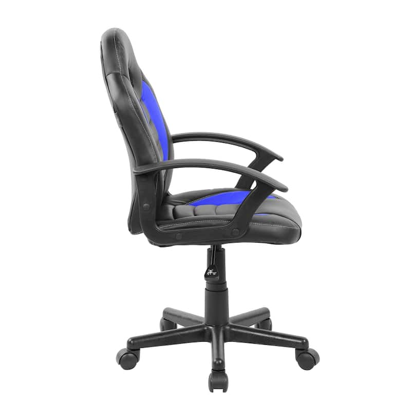 35.25" Black and Blue Techni Mobili Kid's Gaming and Student Racer Chair with Wheels
