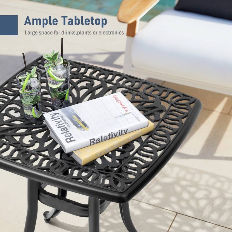 Pellebant Outdoor Patio Lounge Chairs Set Aluminum Adjustable Backrest with Side Table