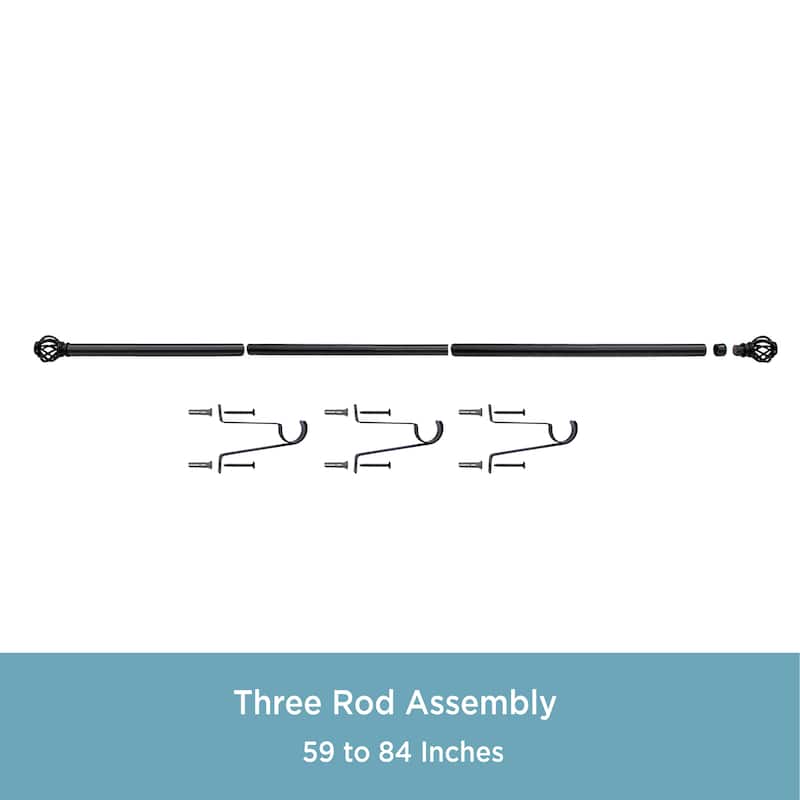 Kenney® Cage 1" Value Decorative Window Curtain Rod, 30-84", Black
