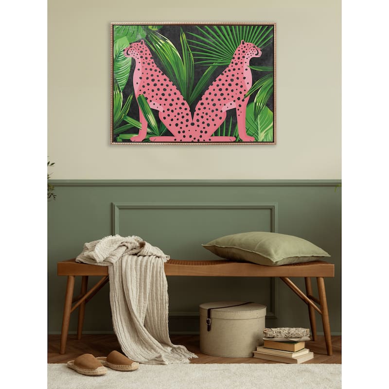 Kate and Laurel Sylvie Beaded NC Cheetah Jungle Canvas by Nikki Chu