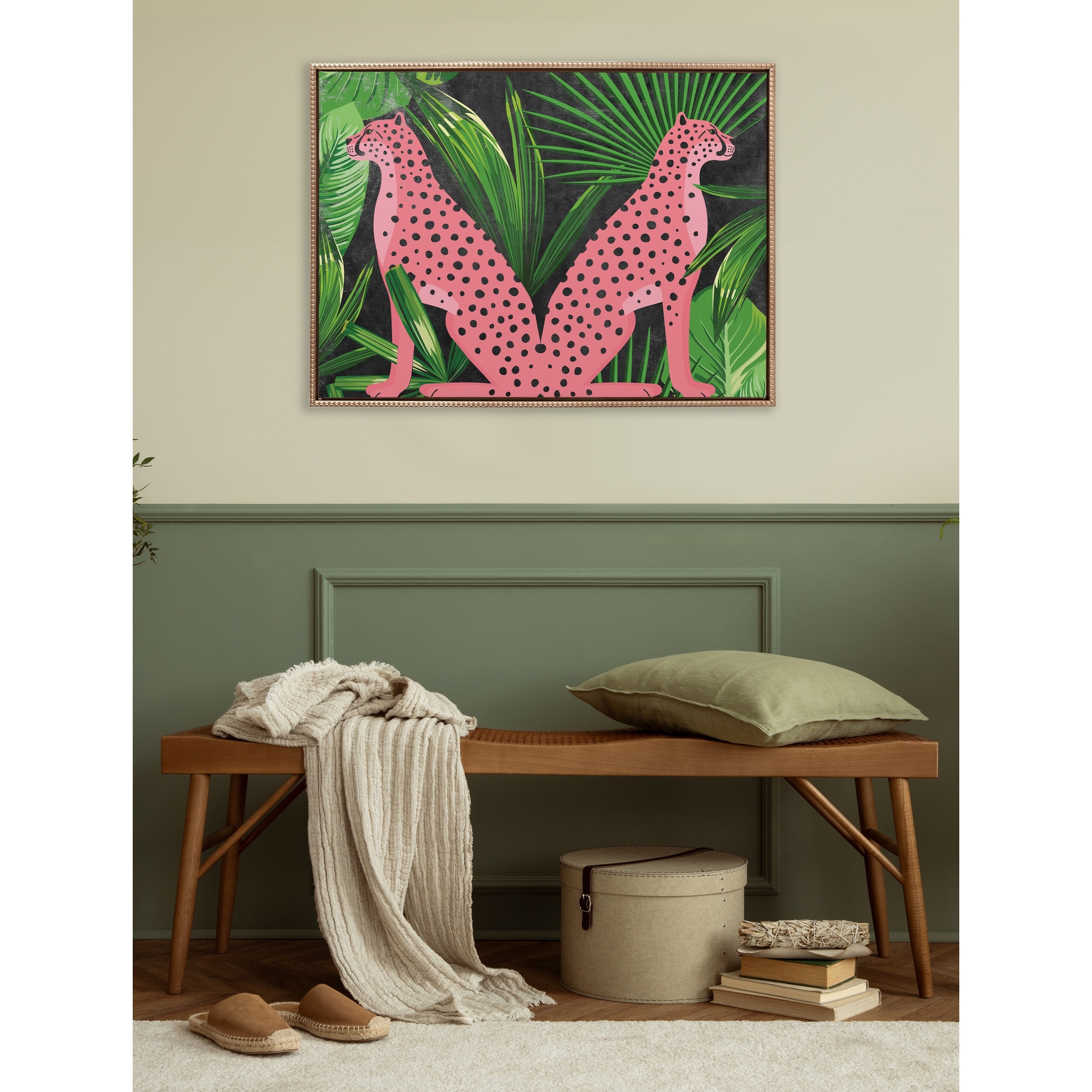 Kate and Laurel Sylvie Beaded NC Cheetah Jungle Canvas by Nikki Chu