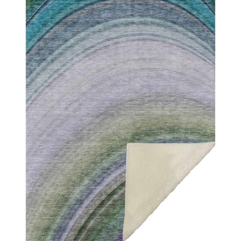 Premium Machine Washable Contemporary Wave Sherpa Throw Blanket