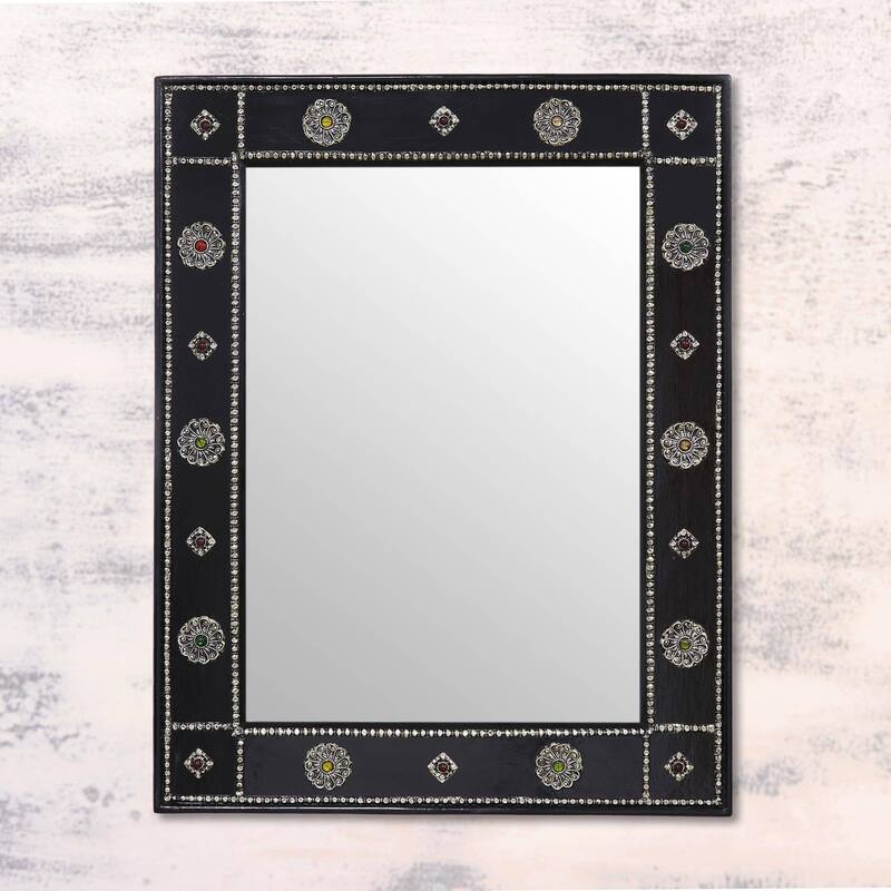 Handmade Mirror Embossed Buddha Wall Art Tranquility(India)