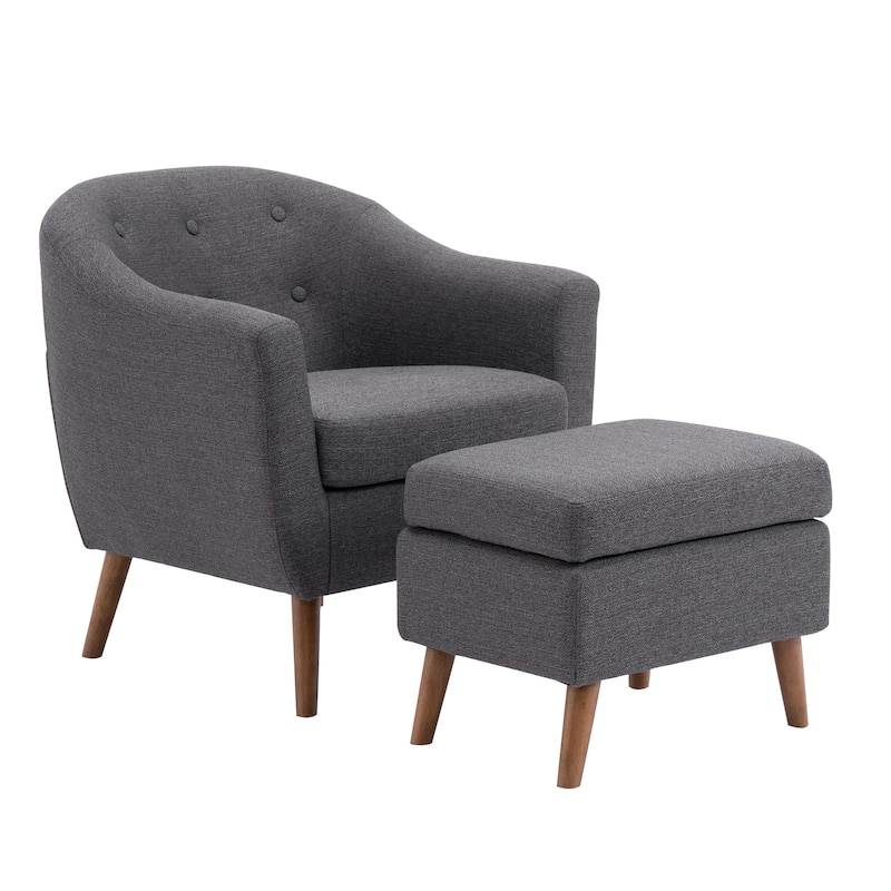 Carson Carrington Junsele Linen Upholstery Club Accent Chair - Dark Gray - Ottoman Included